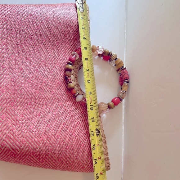 Cappelli Straworld Handbag Coral Jeweled Handles Summer Handbag - Picture 8 of 11